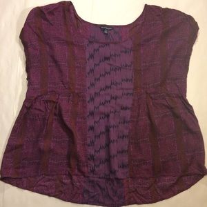 Very Cute Purple Patterned Blouse Size XL